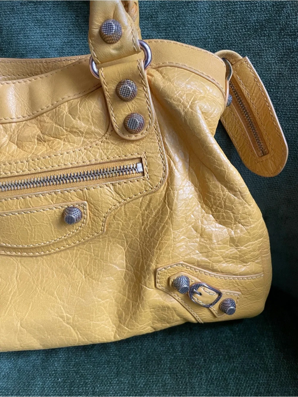 Balenciaga Mustard Yellow Leather Satchel